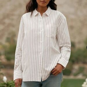 Jenni Kayne Striped Boyfriend Shirt, Size S